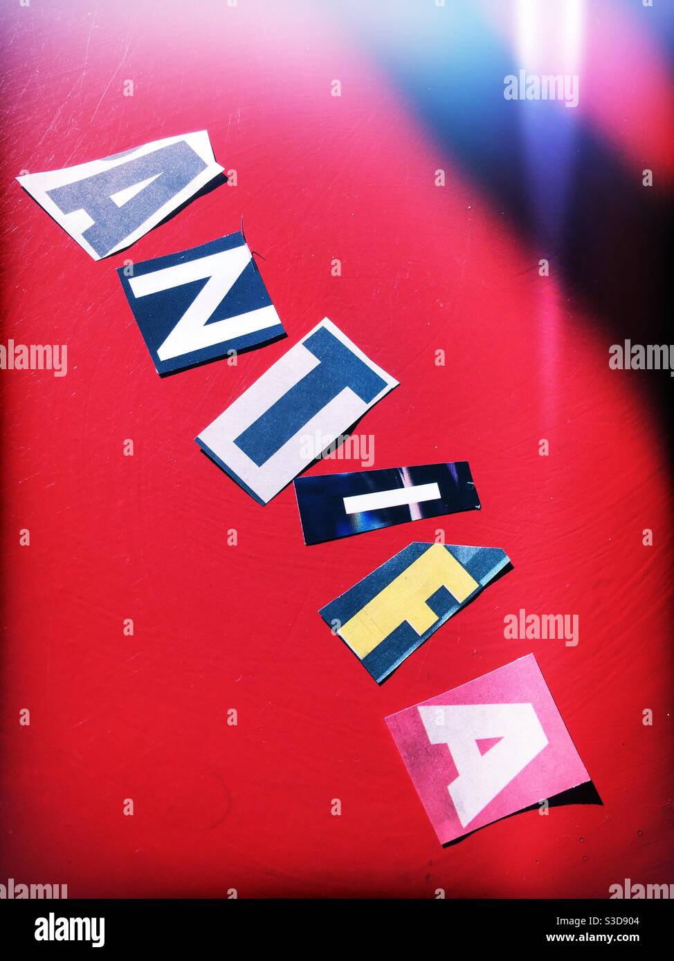 Antifa spelledout. in Ransom style typography, USA - Smartphone Captured Stock Image