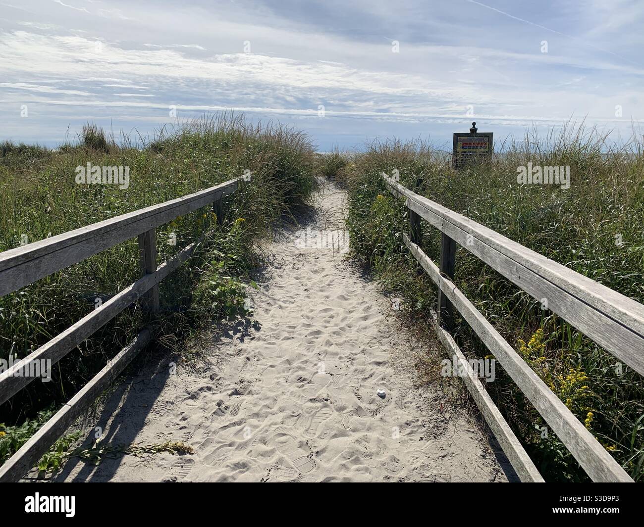 A path from the Boardwalk to the beach, Atlantic City, New Jersey, United States - Smartphone Captured Stock Image