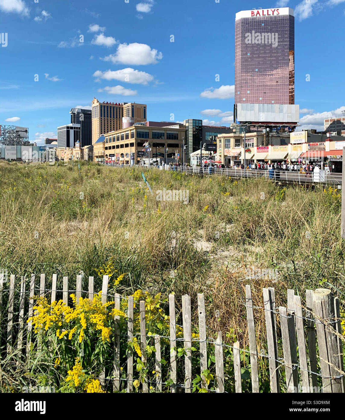 Looking towards the Boardwalk from the beach, Atlantic City, New Jersey, United States - Smartphone Captured Stock Image