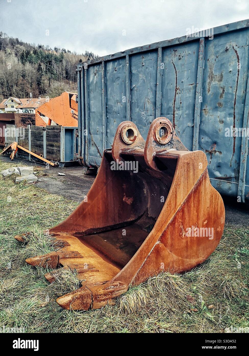 Bucket of excavator, looking like a hungry face - Smartphone Captured Stock Image