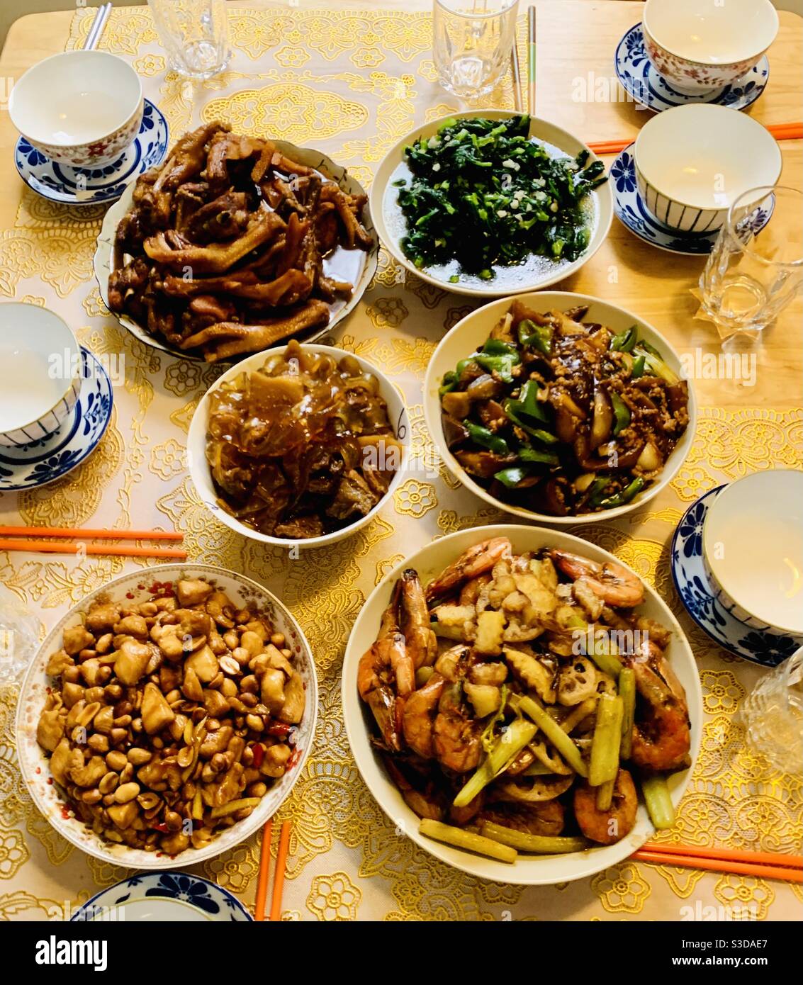 Chinese New Year feast. - Smartphone Captured Stock Image