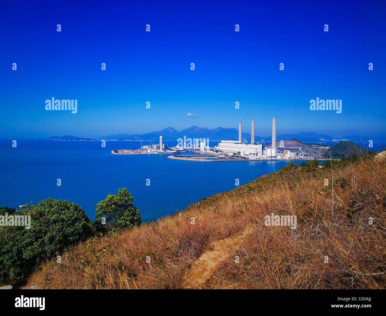 A view of the HK electric power station on lamma island in hong kong