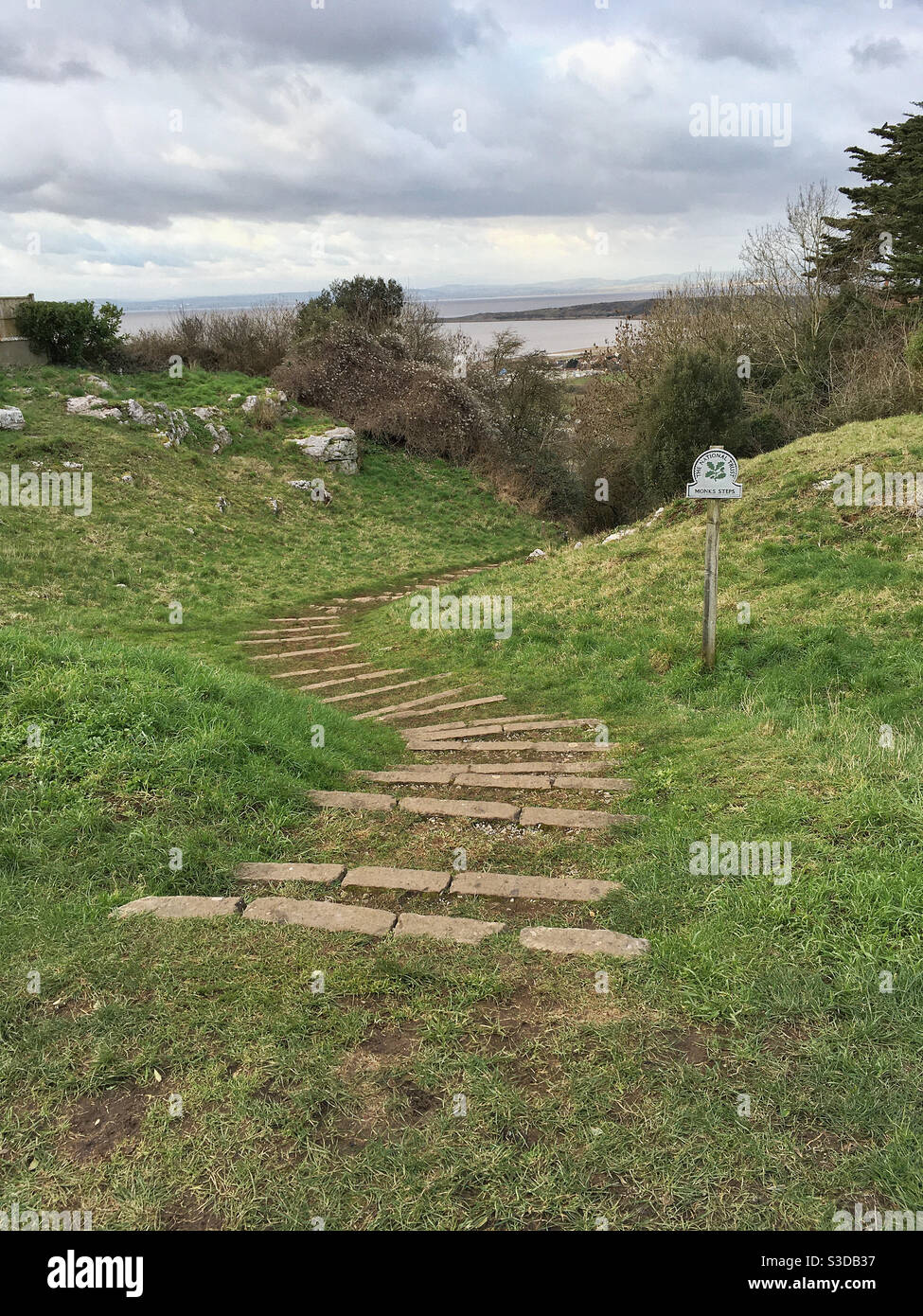 Monk’s Steps, an ancient pathway in Weston-super-Mare, UK photographed from the public highway Stock Photo
