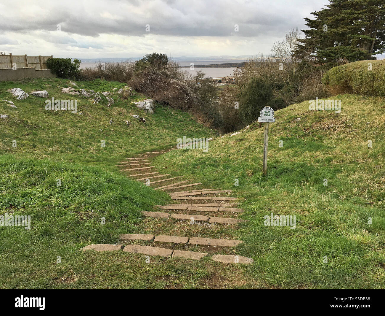 Monk’s Steps, an ancient pathway in Weston-super-Mare, UK photographed from the public highway Stock Photo