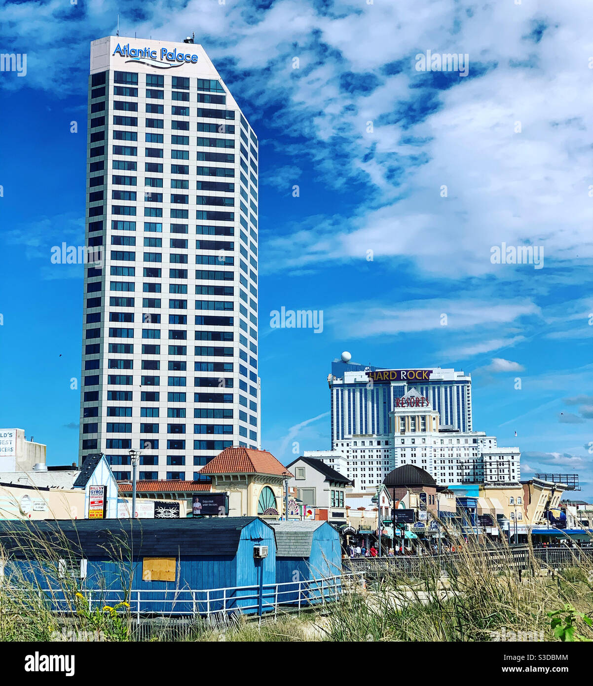 A view towards the Boardwalk from the beach, Atlantic City, New Jersey ...