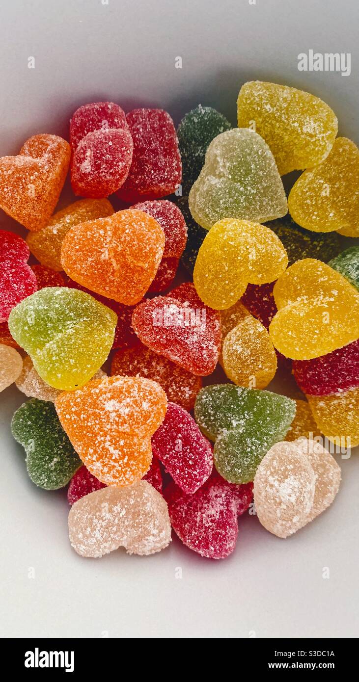 Heart shaped gummies Stock Photo - Alamy