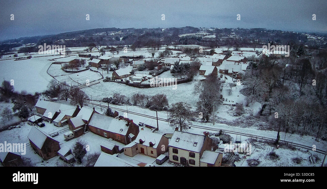 French village in the snow - Smartphone Captured Stock Image