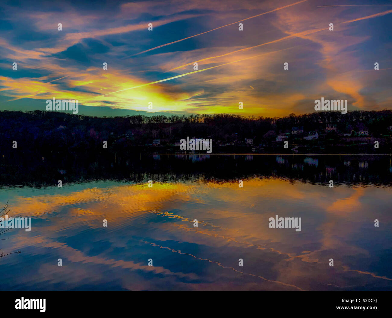 Evening sky reflected in water - Smartphone Captured Stock Image