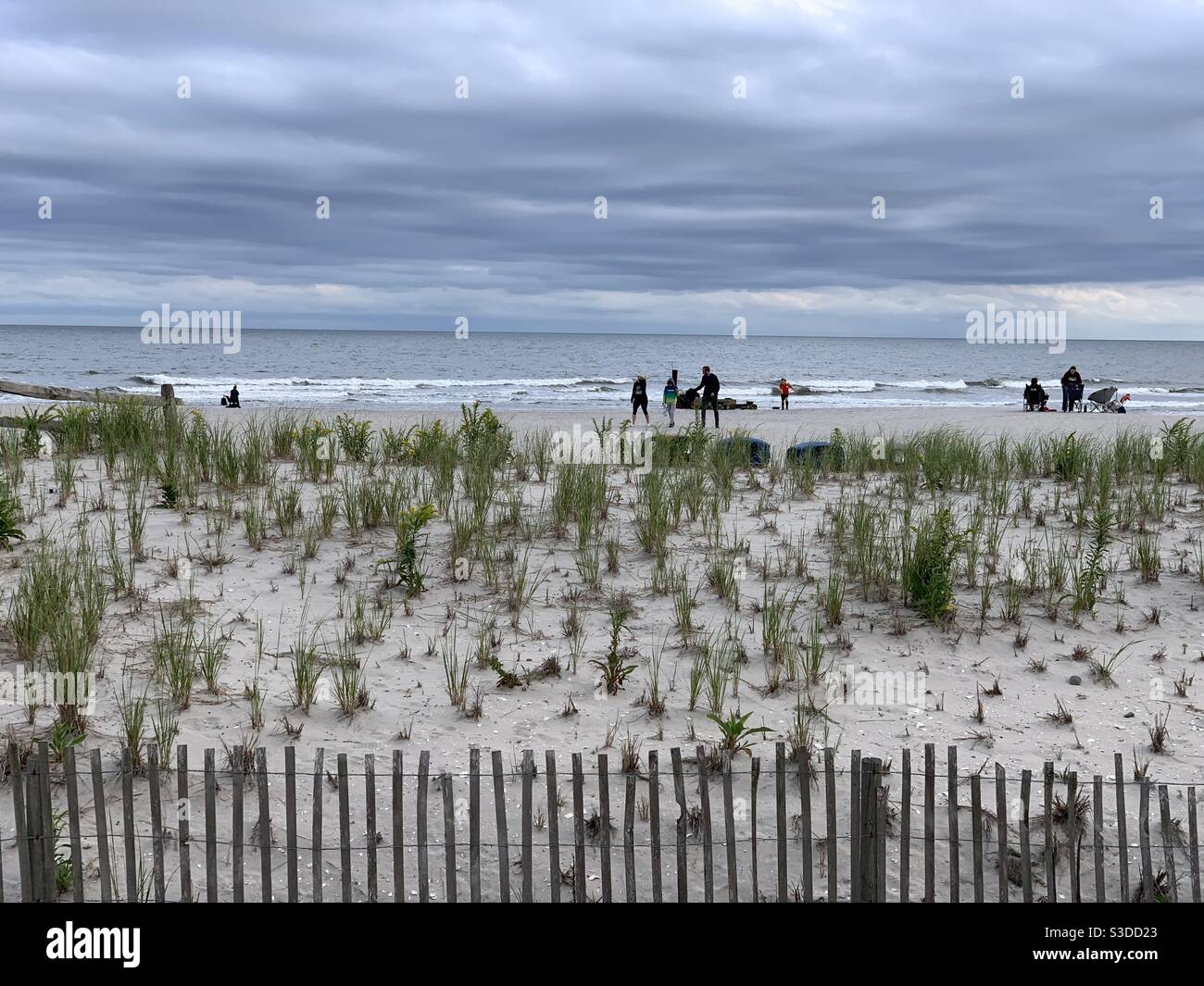 Beach beside the Ocean City Boardwalk, Ocean City, New Jersey, United States - Smartphone Captured Stock Image