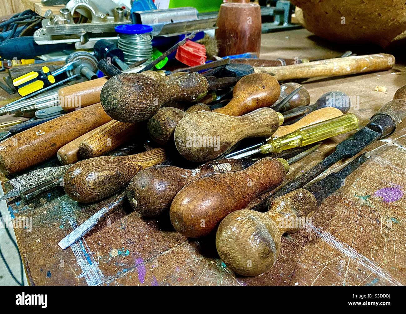 Woodworking tools and screwdrivers - Smartphone Captured Stock Image