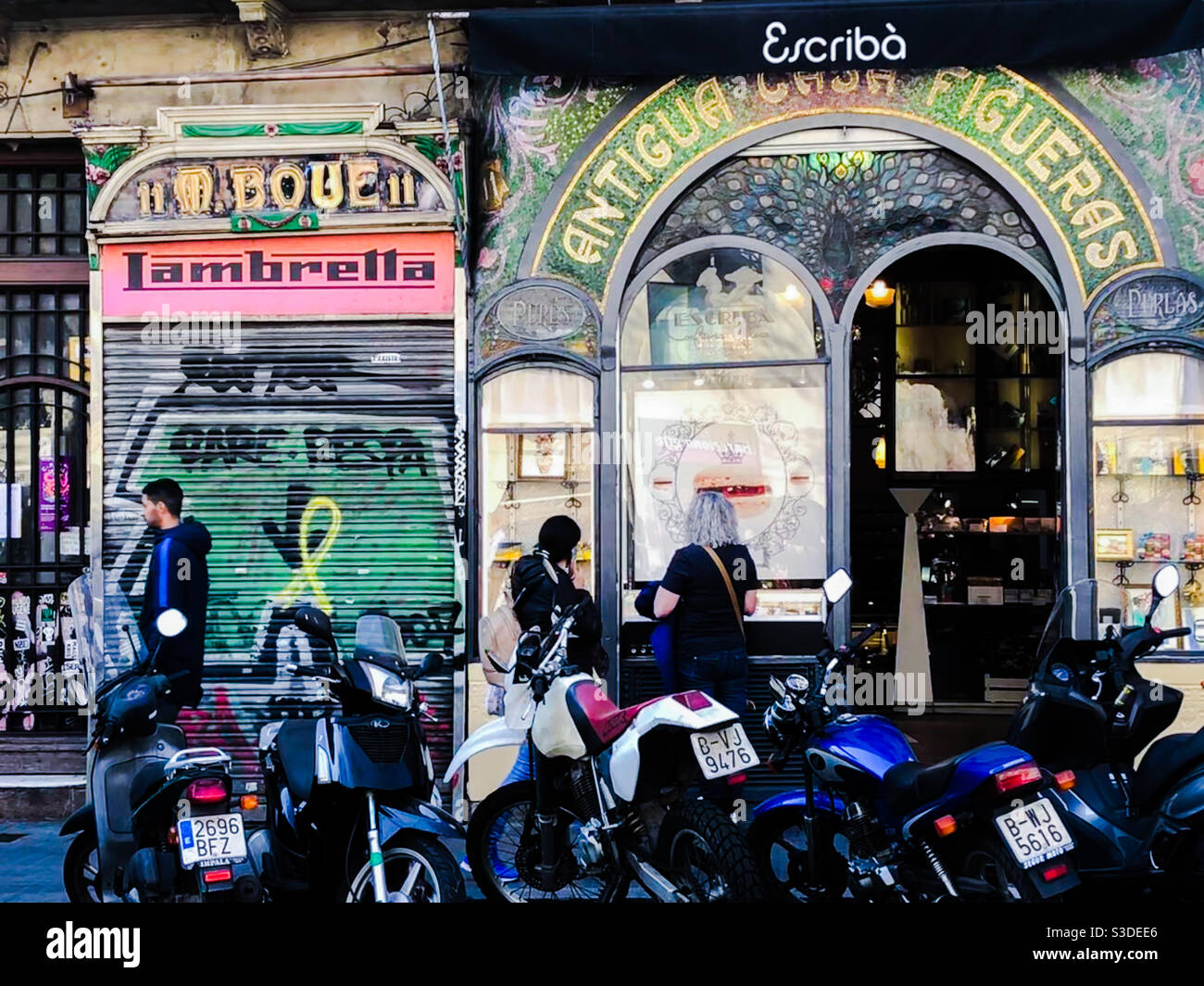 Street shot taken La Rambla, Barcelona - Smartphone Captured Stock Image