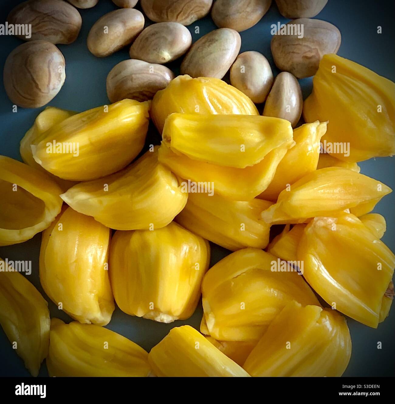 Hard and vengeful outside; soft and sweet inside.. it’s jackfruit time Stock Photo Alamy