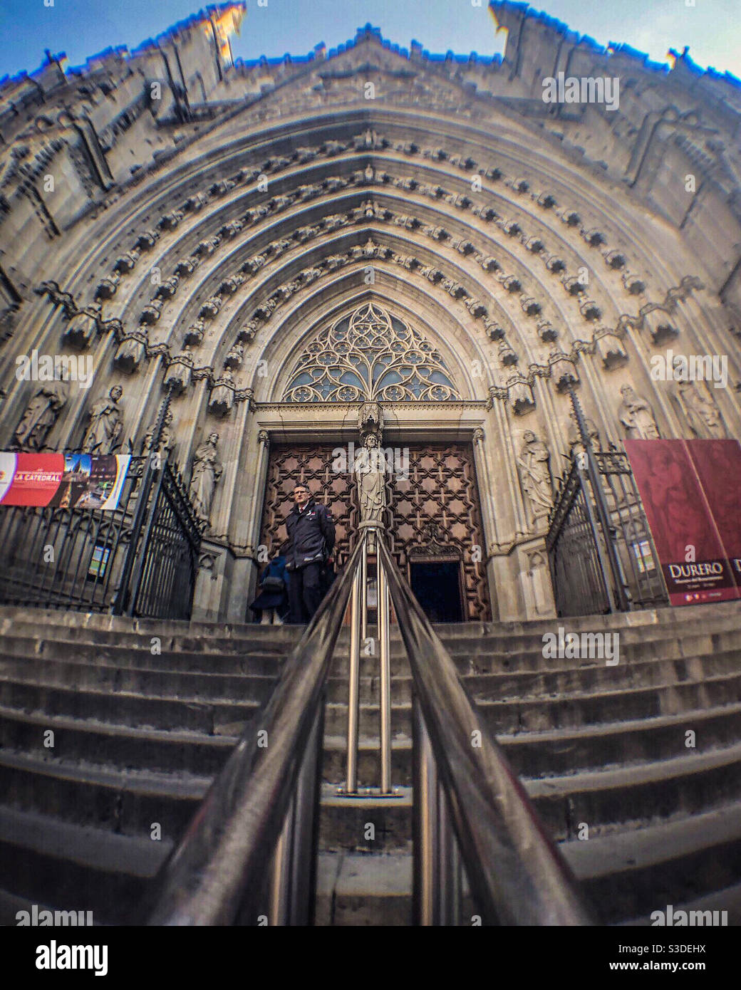 Entrance to Barcelona Cathedral - Smartphone Captured Stock Image