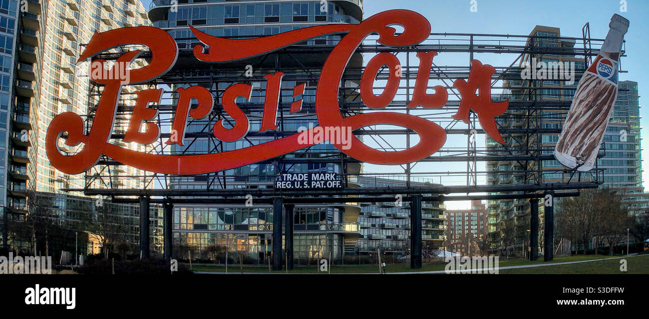 Pepsi Cola sign in Long Island City Stock Photo