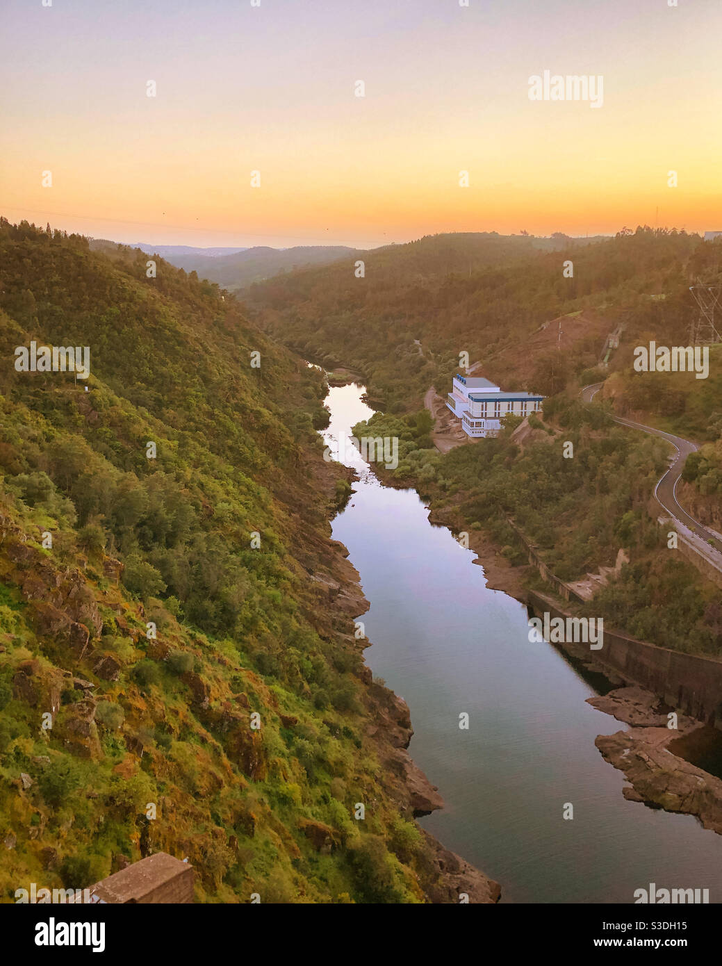 Tributary between Rio Zêzere and the Tagus at sunset, Central Portugal - Smartphone Captured Stock Image