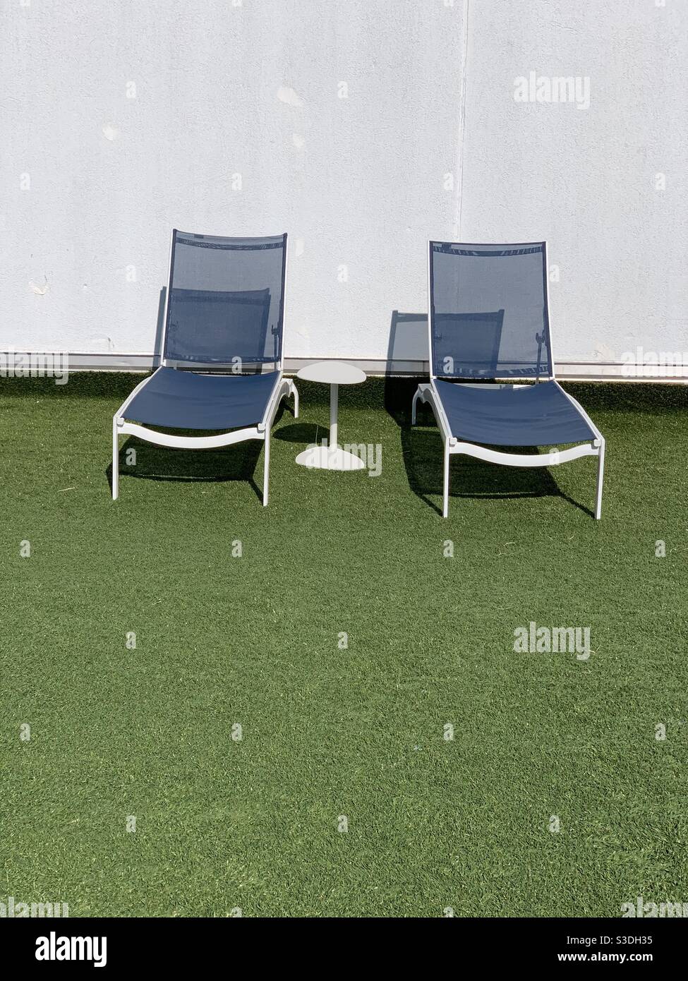 Lounge chairs on the sundeck at the Hard Rock Hotel and Casino, Atlantic City, New Jersey, United States Stock Photo
