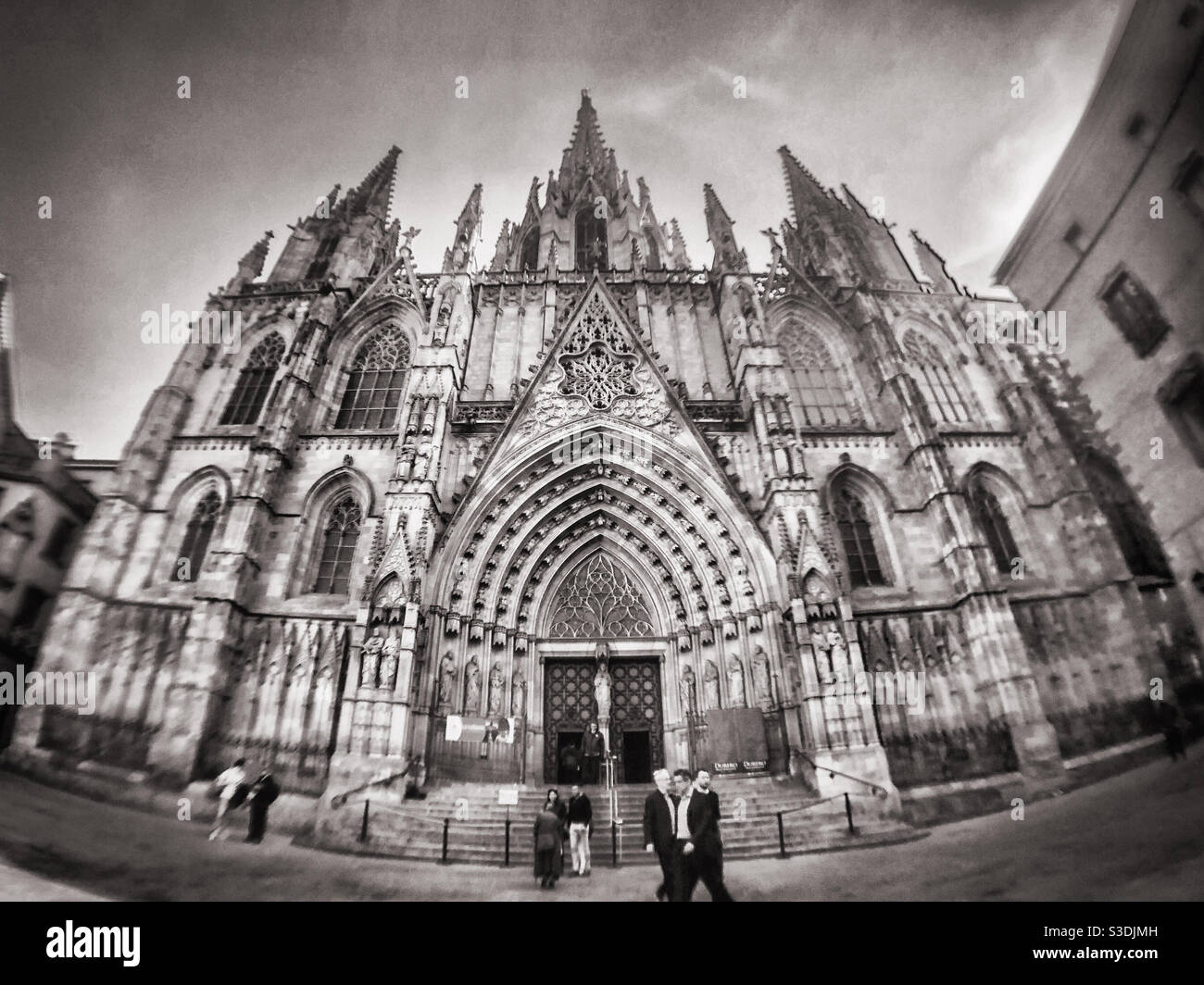 Barcelona Cathedral, Spain (black & white) - Smartphone Captured Stock Image