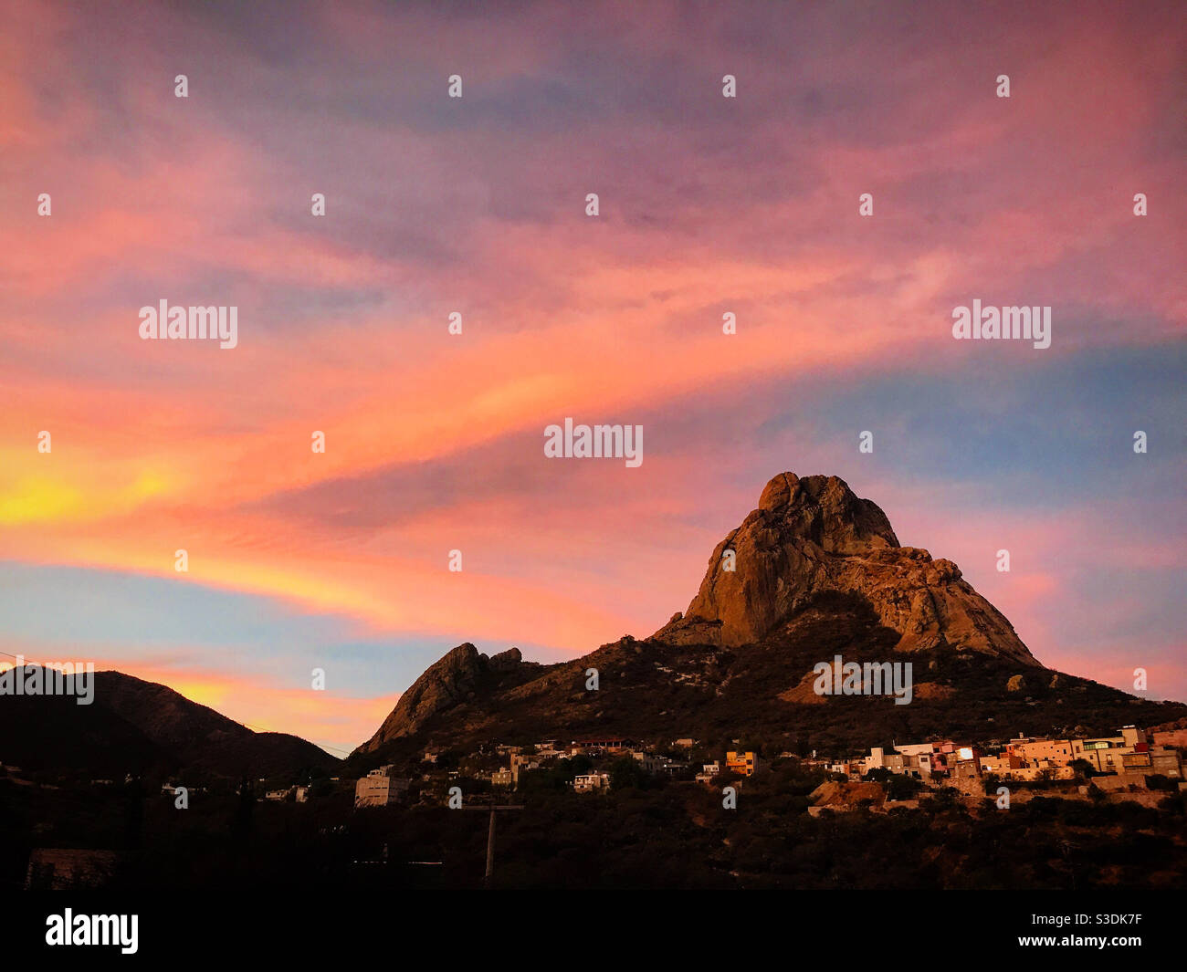 Sunset in San Sebastian Bernal in Queretaro, Mexico - Smartphone Captured Stock Image