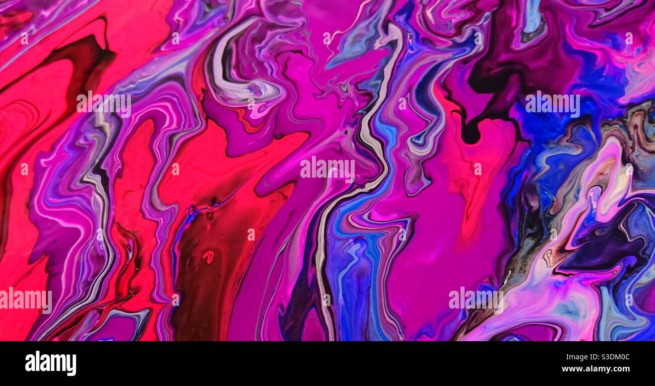 A photograph of paint texture on a canvas. Fluid art, in an Inkscape marbling effect - Smartphone Captured Stock Image