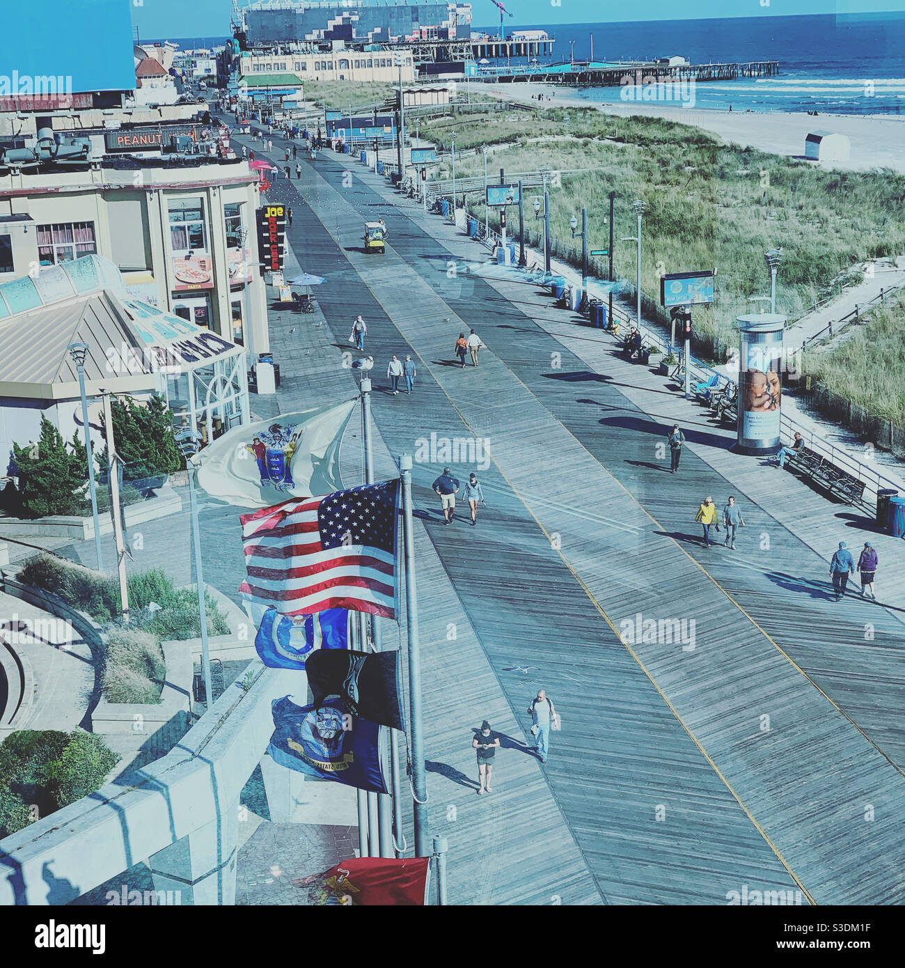 October, 2020. A view of the Boardwalk, Atlantic City, New Jersey, United States - Smartphone Captured Stock Image