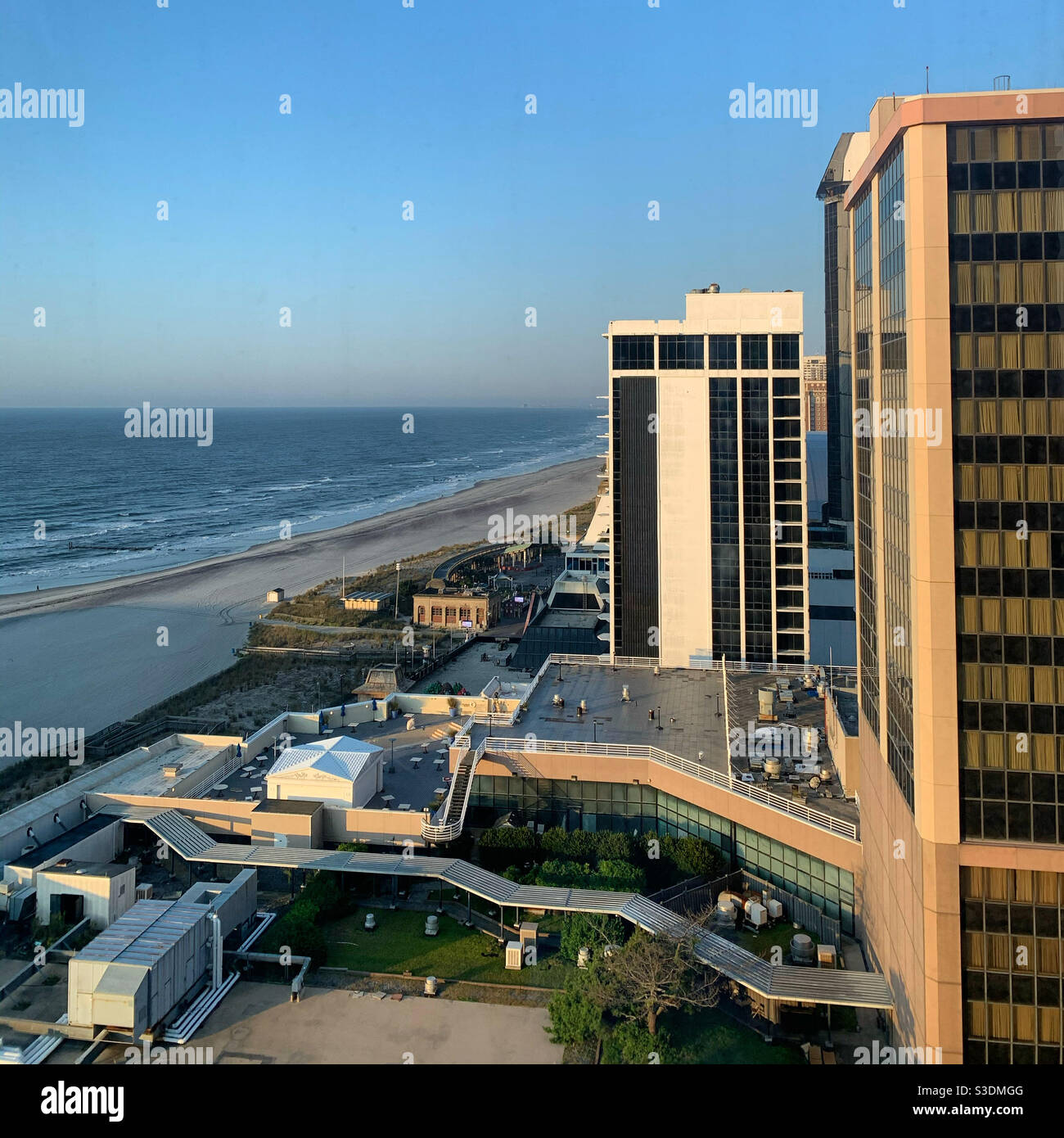 A morning view towards the ocean from Caesars, Atlantic City, New Jersey, United States - Smartphone Captured Stock Image