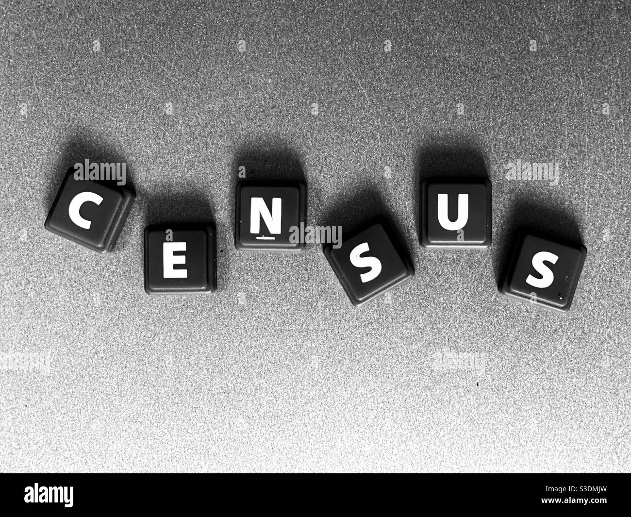 The word census spelt out using tiles - Smartphone Captured Stock Image