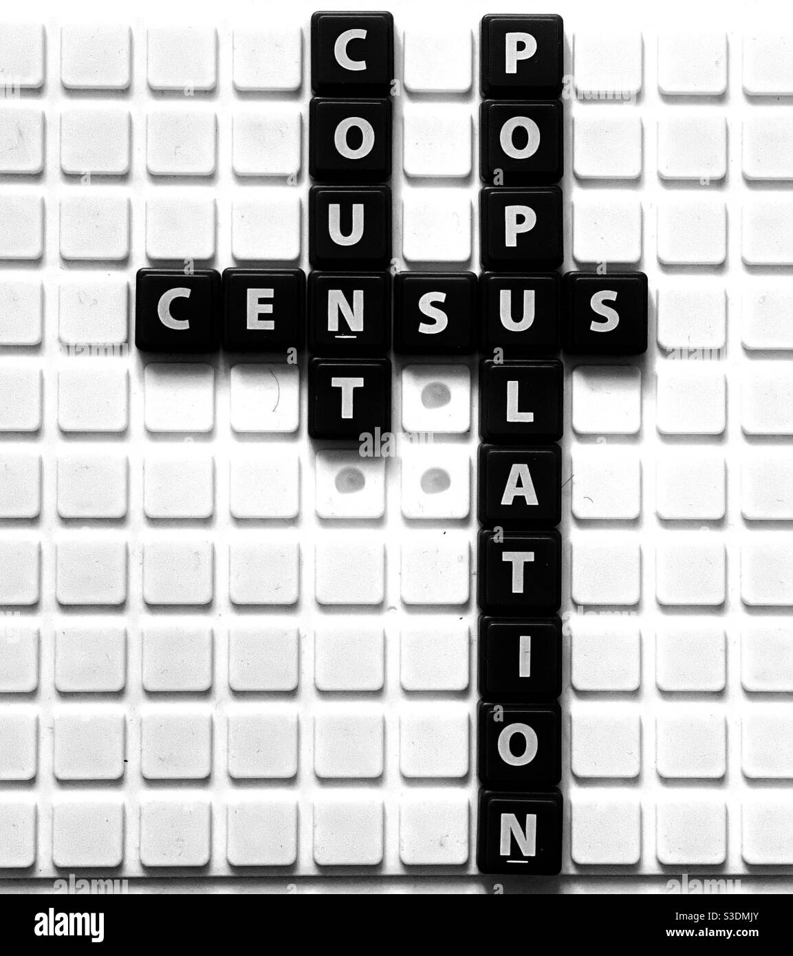 The words census,population and count spelt out using tiles Stock Photo