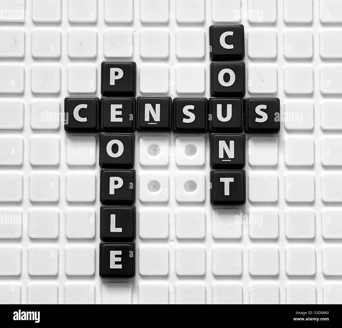 The words census, count and people spelt out using tiles. - Smartphone Captured Stock Image