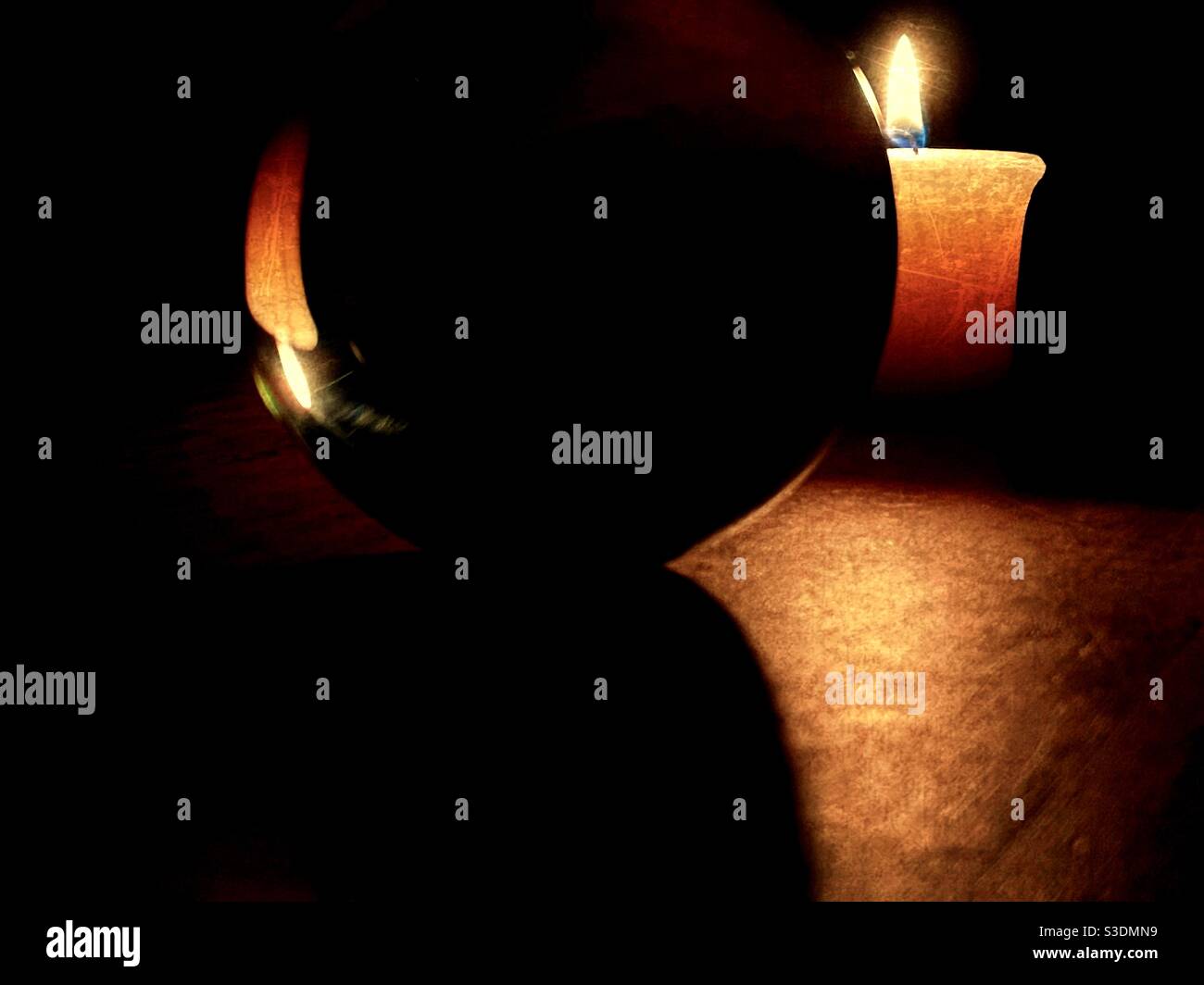 Candle light refraction - Smartphone Captured Stock Image