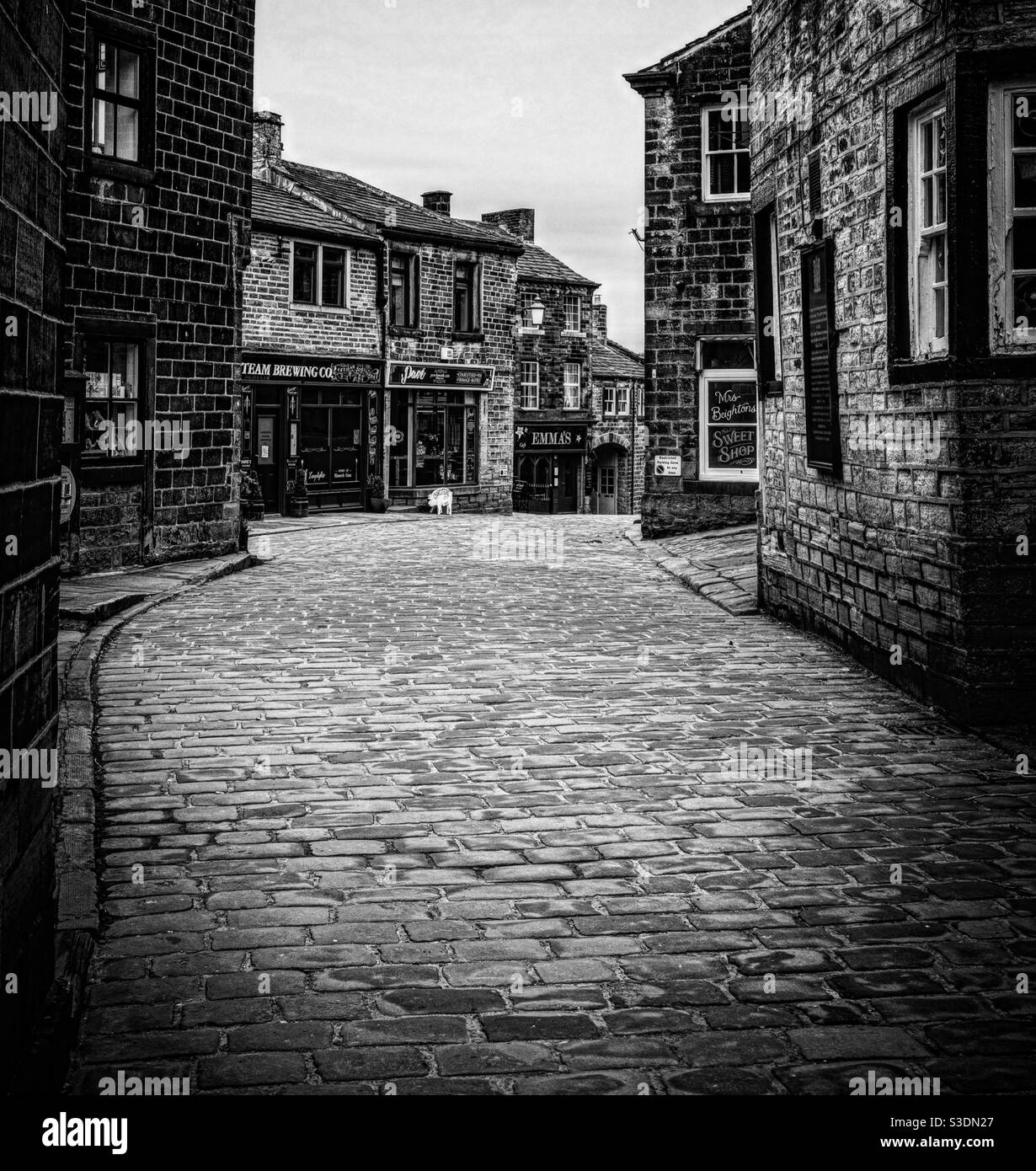 Haworth, Main Street, West Yorkshire. Home of the Bronte Sisters. Stock Photo