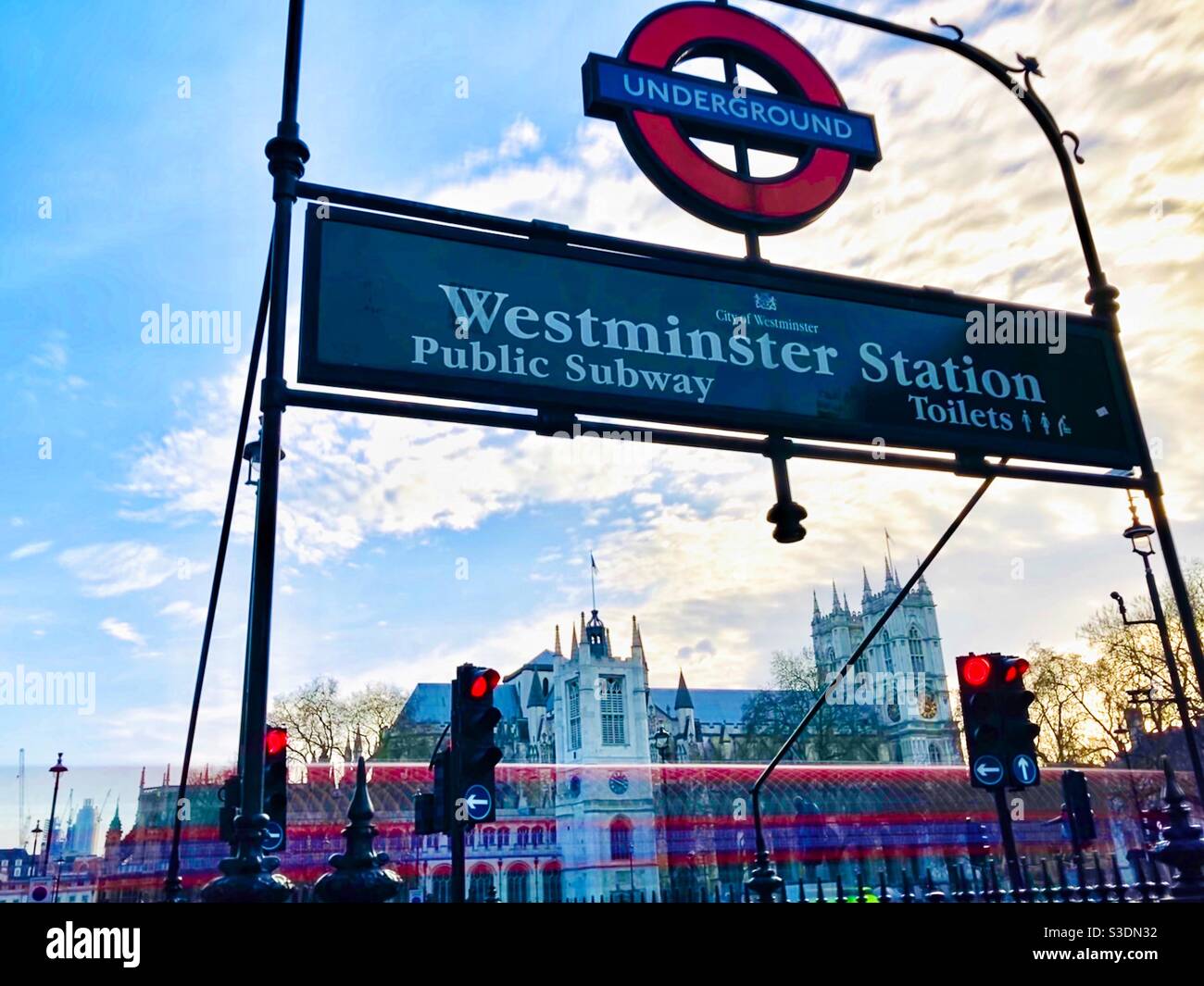 Westminster Station Tube Sign, London Stock Photo