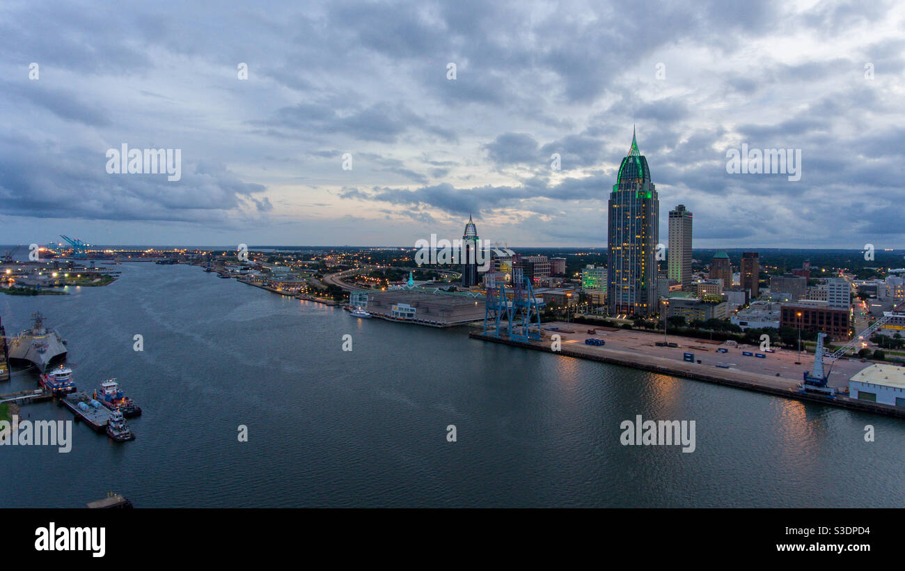 Downtown Mobile, Alabama riverside skyline - Smartphone Captured Stock Image