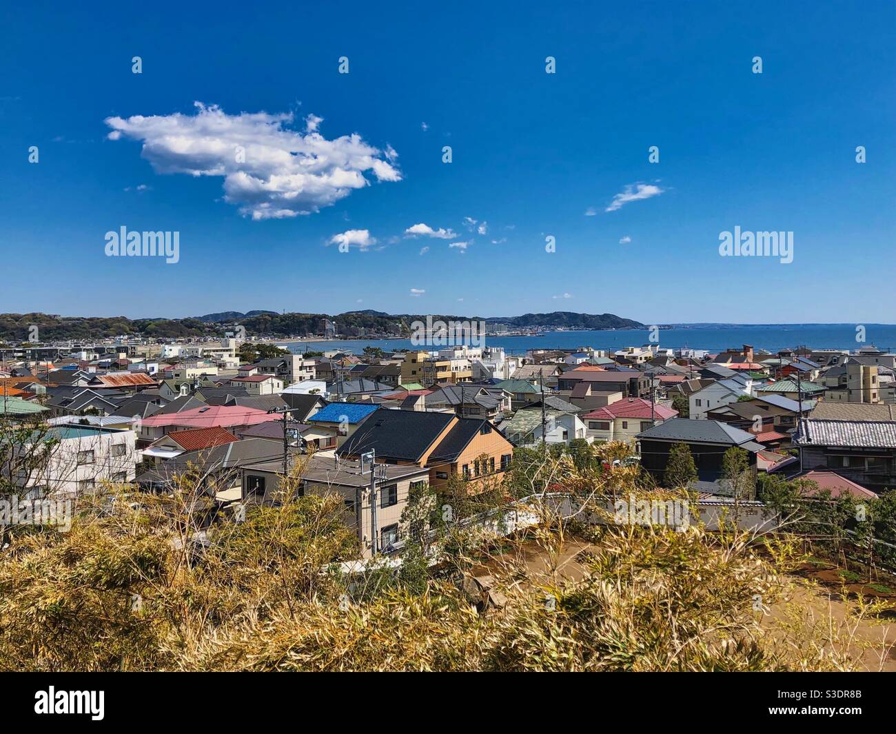 Kamakura town view with the sea, Japan. - Smartphone Captured Stock Image