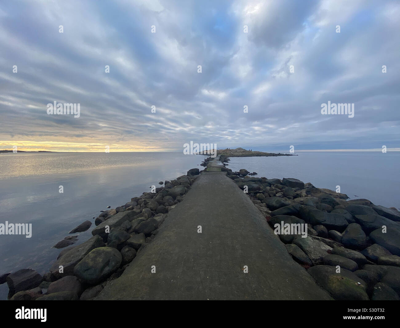 Way to open horizon sea at sunset with beautiful cloudy sky - Smartphone Captured Stock Image Way to open horizon sea at sunset with beautiful cloudy sky - Smartphone Captured Stock Image