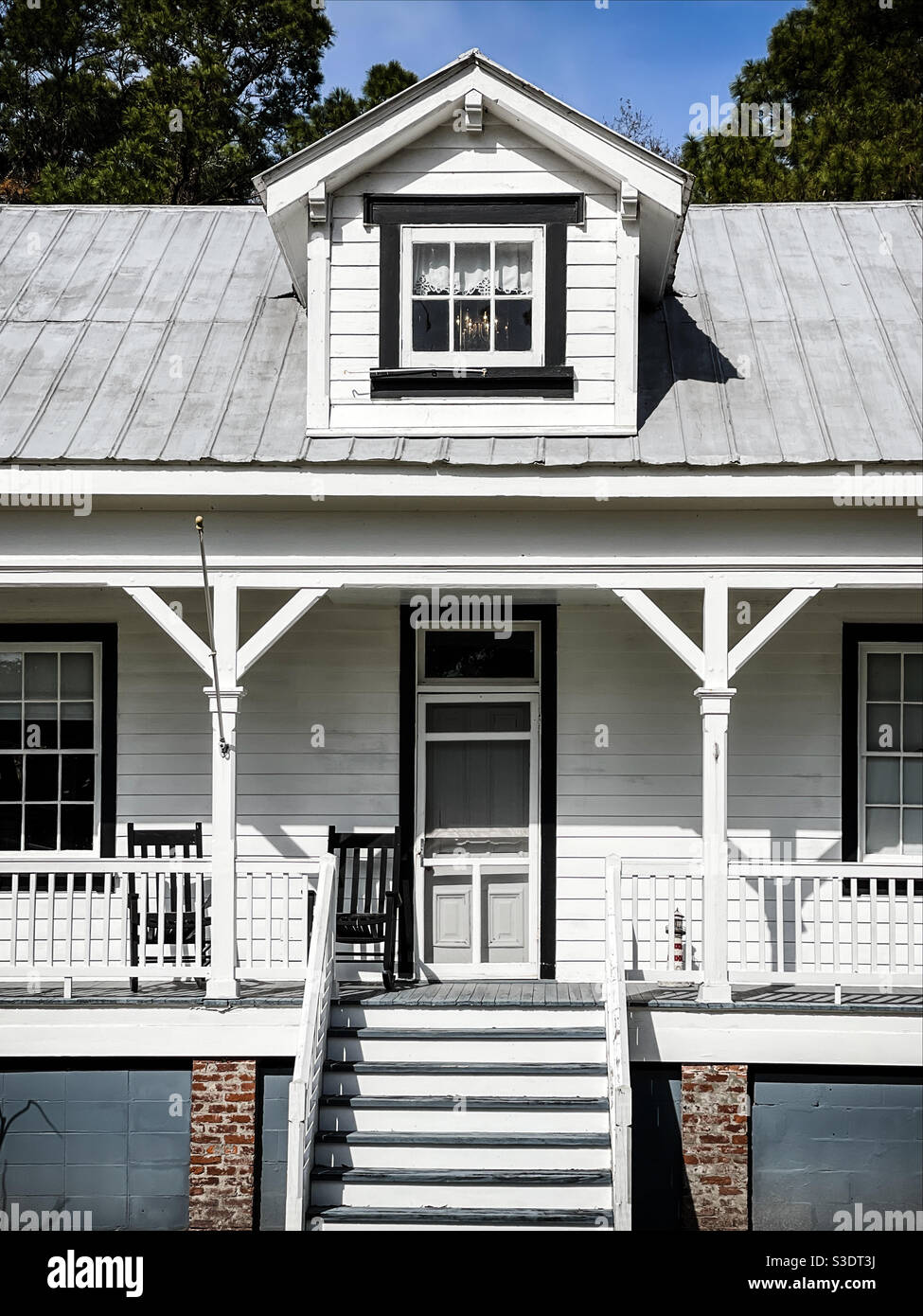 Close-up of the dormer window that held the light for the Bloody Point Front Range Lighthouse on Daufuskie Island, South Carolina. - Smartphone Captured Stock Image