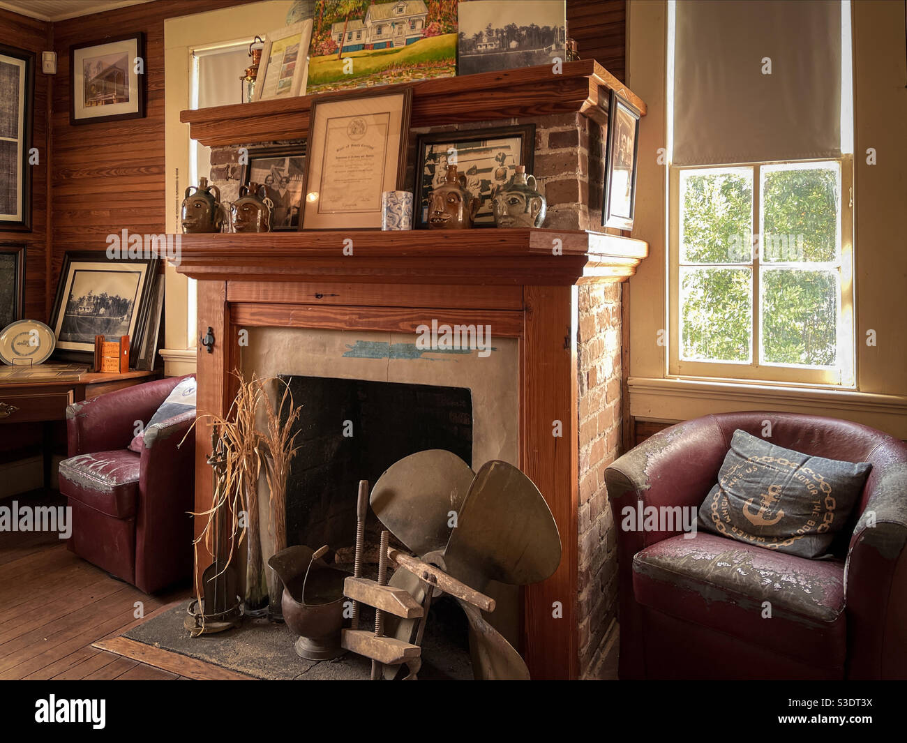 Interior of the Bloody Point Front Range Lighthouse and Museum on Daufuskie Island, South Carolina. - Smartphone Captured Stock Image