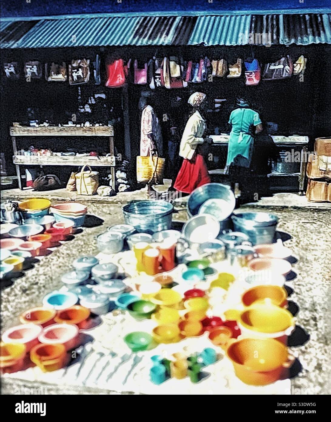 Jamaican street market. - Smartphone Captured Stock Image