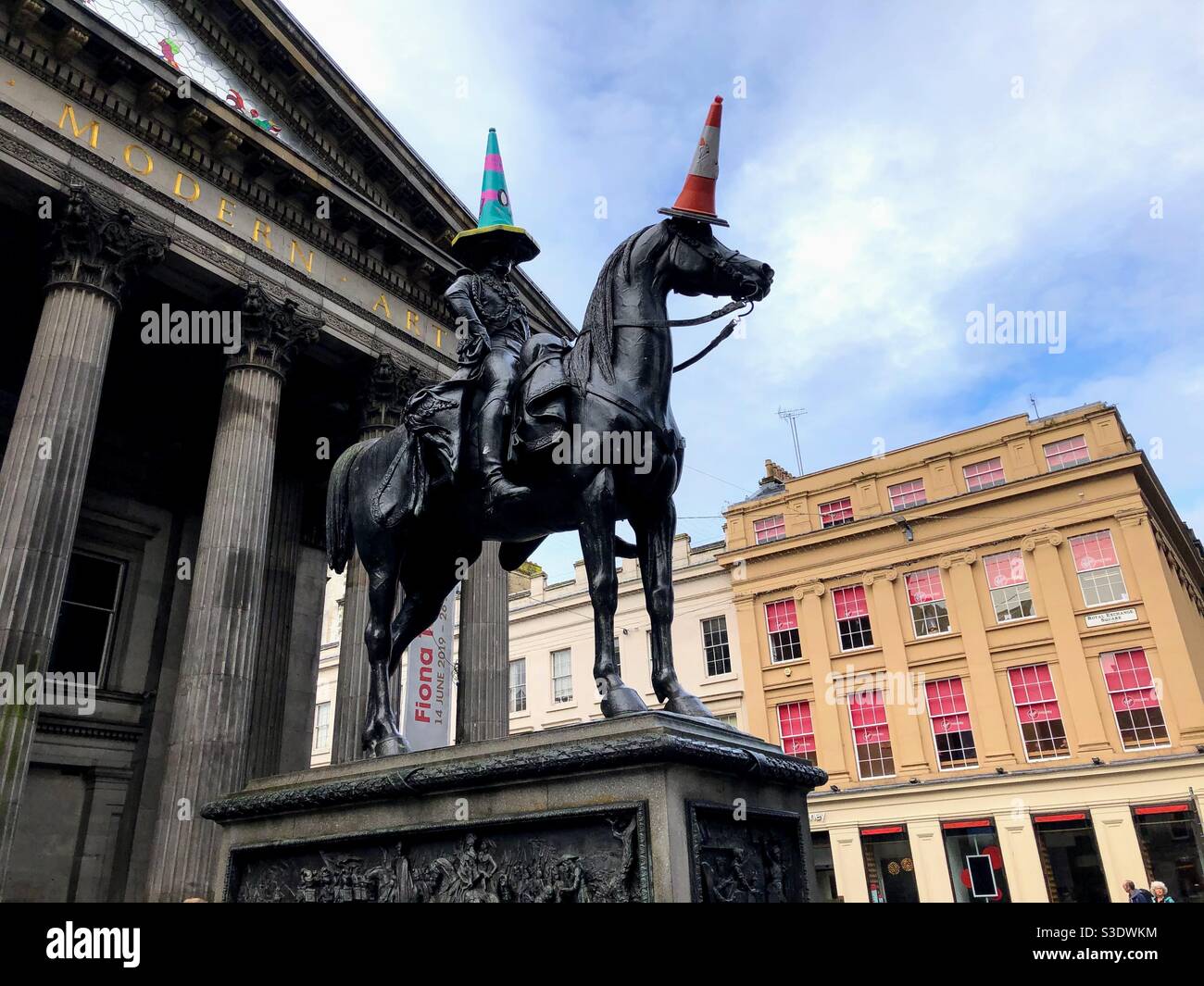 Equestrian statue of the Duke of Wellington, Glasgow, Scotland - Smartphone Captured Stock Image