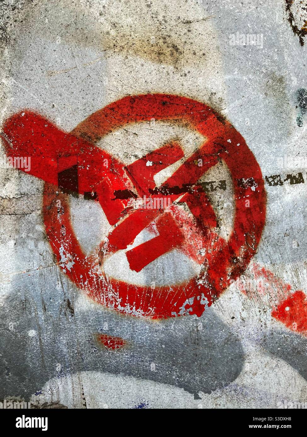 crossed out Swastika as a Symbol against Nazis in Berlin, Germany Stock Photo