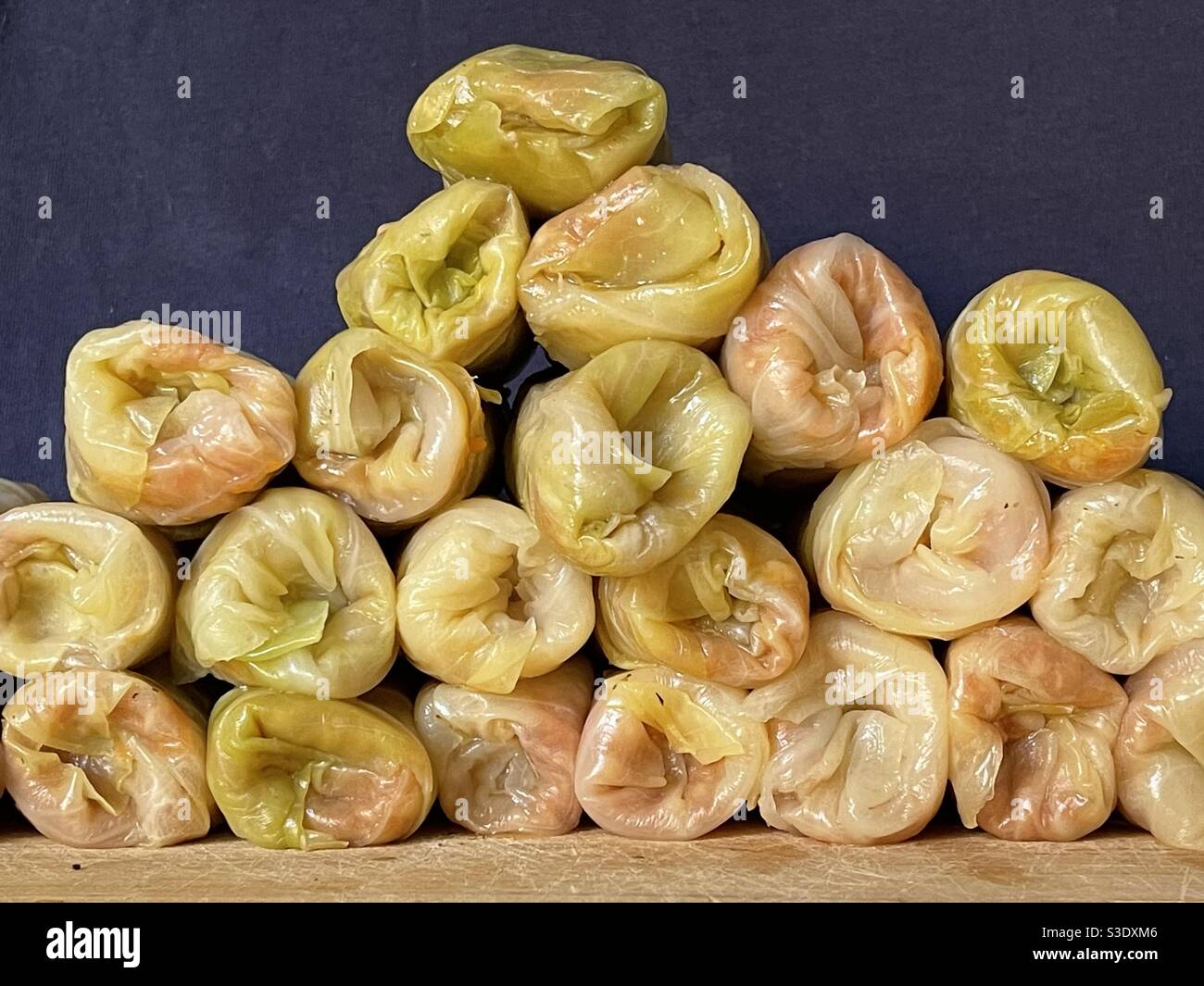 Closeup view over Sarmale, traditional Romanian cabbage rolls Stock Photo