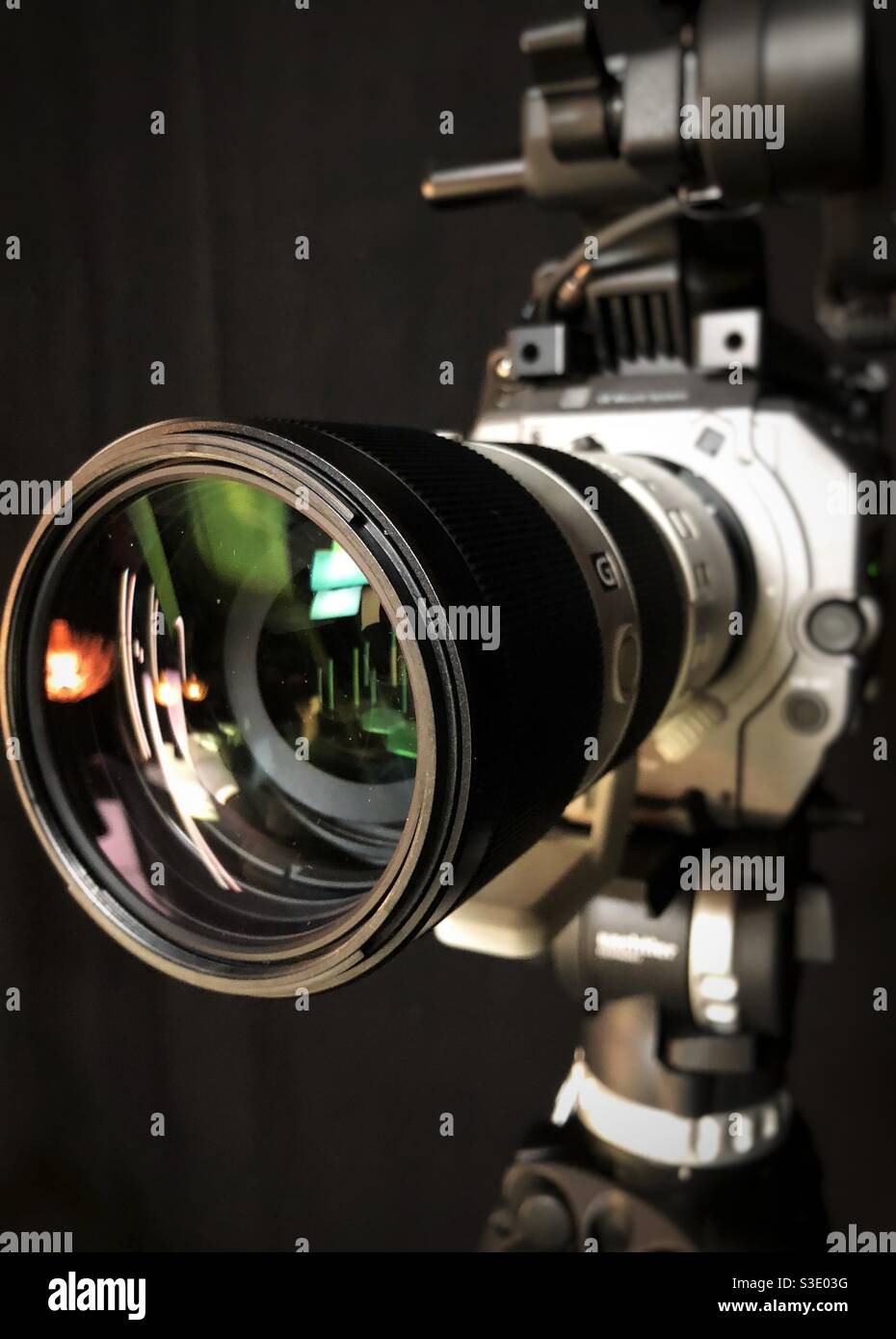 Zoom lens on a film camera - Smartphone Captured Stock Image