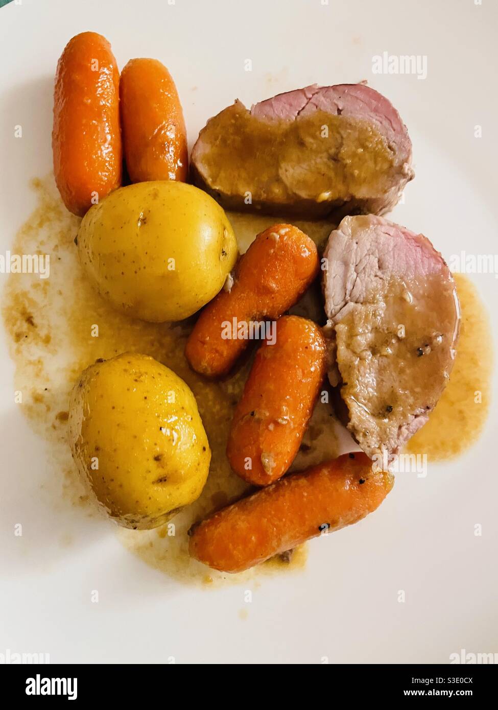 A healthy meal with pork, the other white meat - Smartphone Captured Stock Image