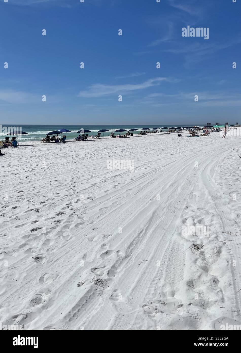 Spring break on Florida white sand beach Destin, Florida USA March 12,2021 - Smartphone Captured Stock Image
