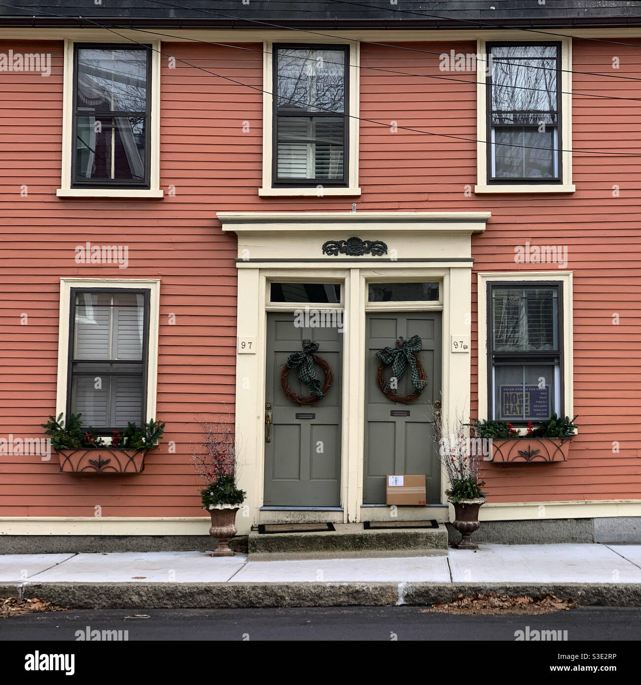 A residential building on Essex Street, Salem, Massachusetts, United States - Smartphone Captured Stock Image