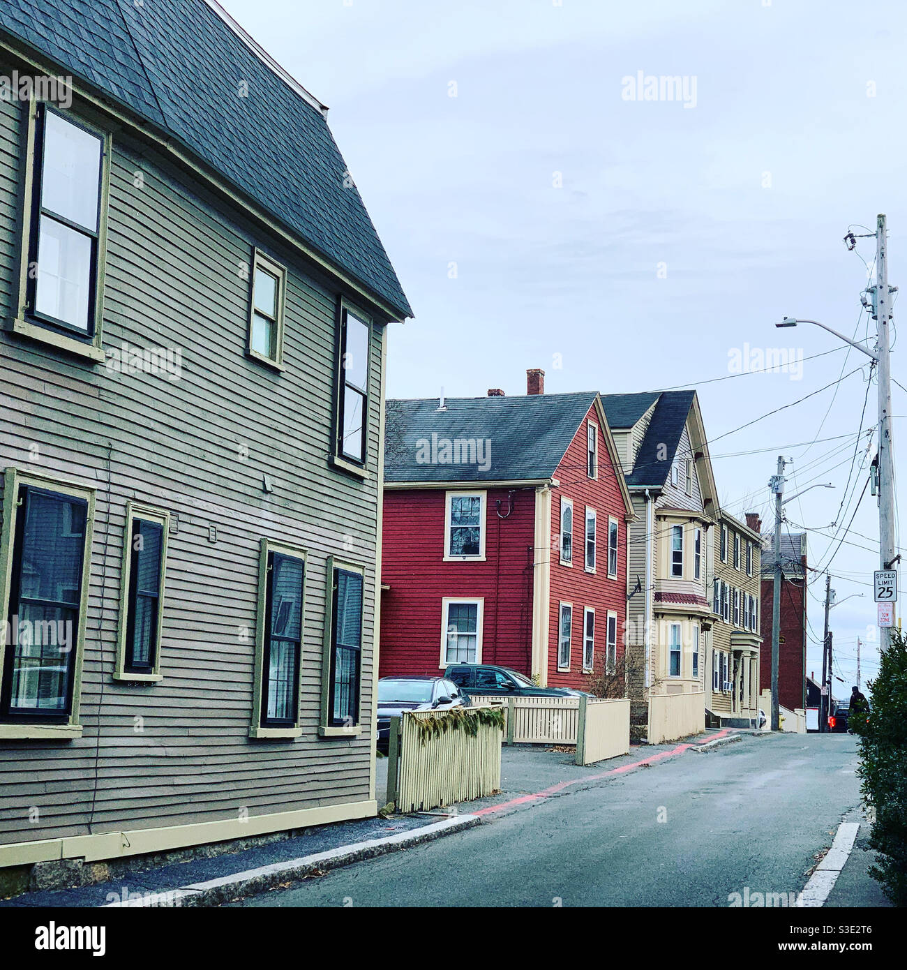 December, 2020, homes near downtown Salem, Massachusetts, United States - Smartphone Captured Stock Image