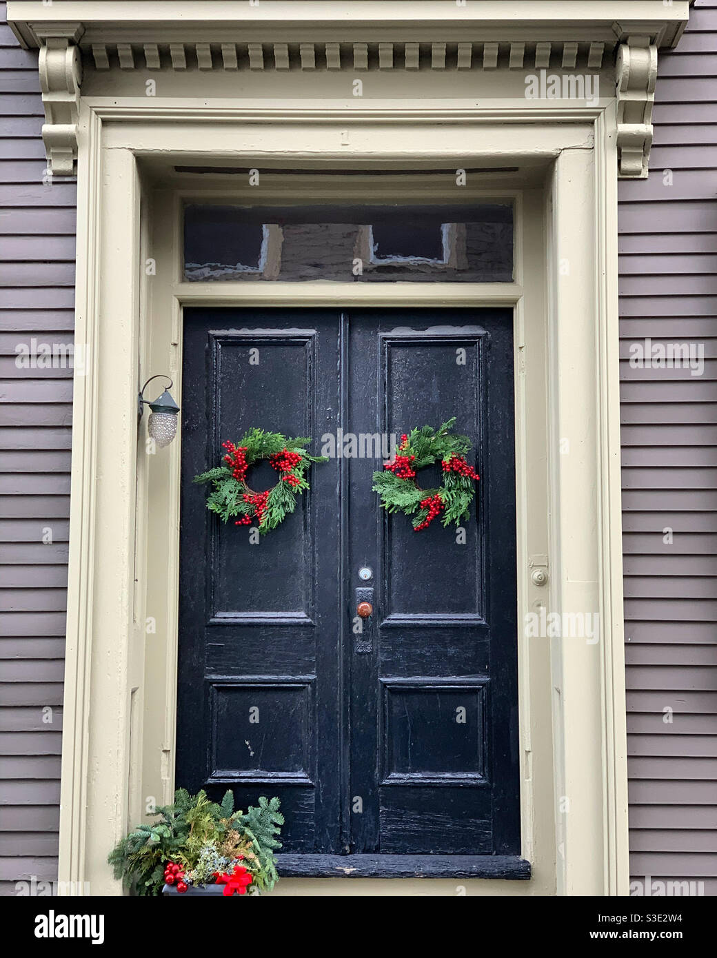 Front doors of a home in the Bridge Street Neck Historic District, Salem, Massachusetts, United States - Smartphone Captured Stock Image