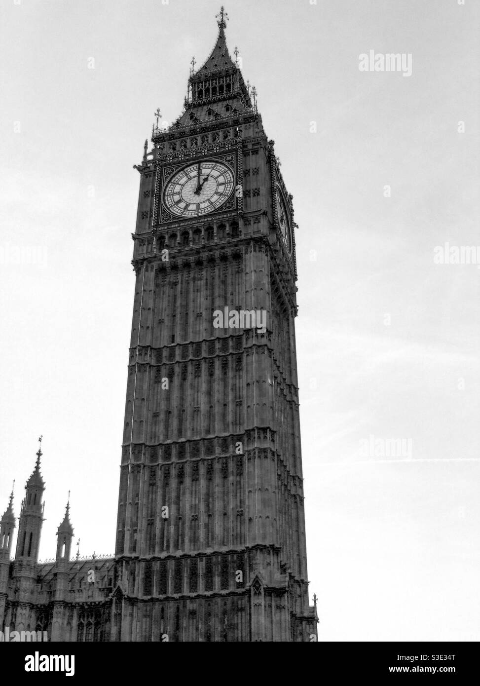 Big Ben clock tower in monochrome Stock Photo