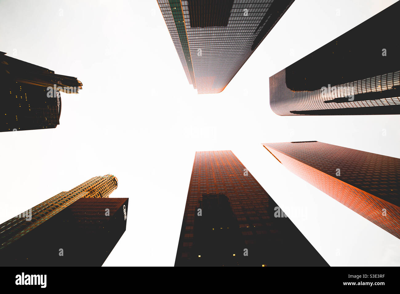 Going to keep it simple with my first upload this is a “look up” in downtown Toronto’s financial district Stock Photo