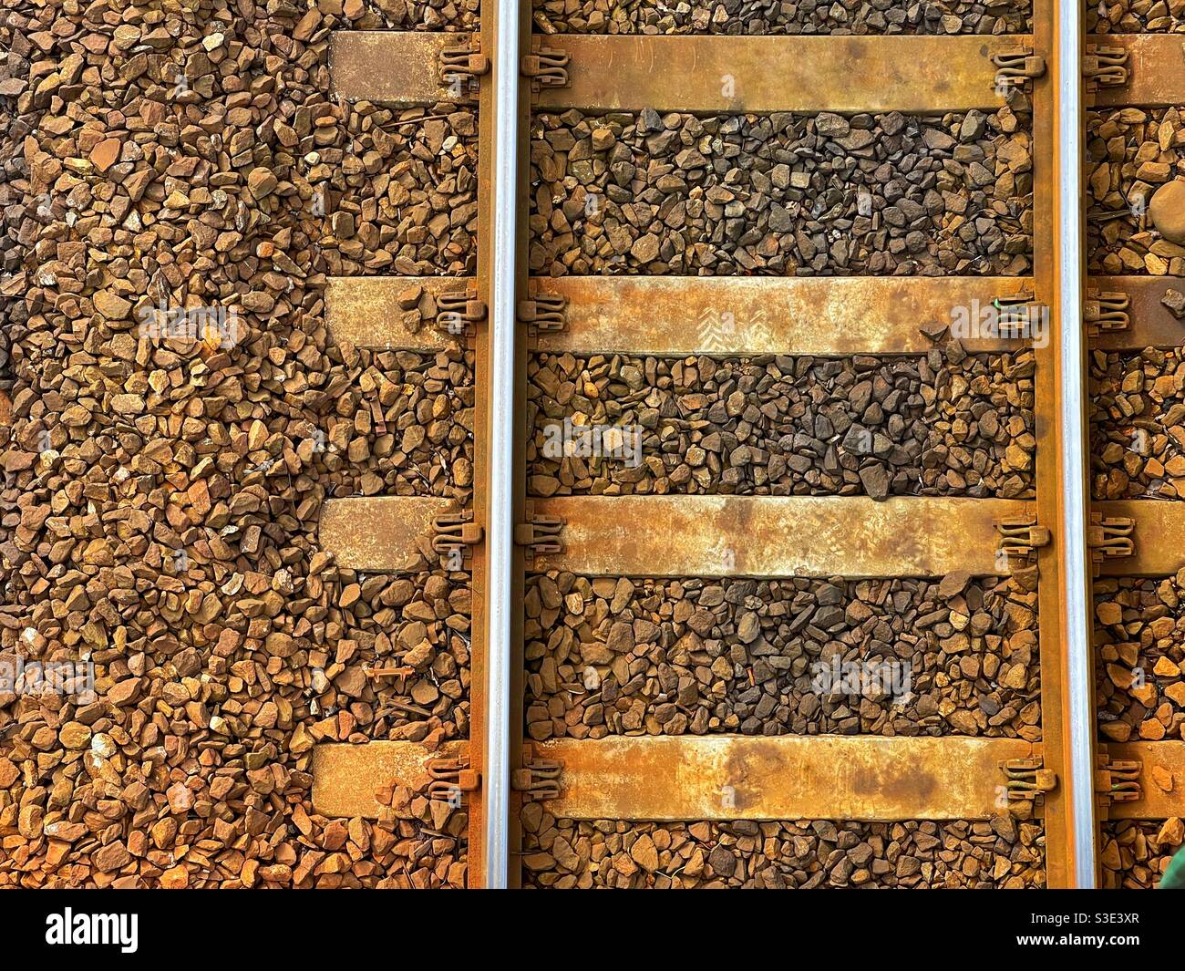 Railway track seen from above. No people. - Smartphone Captured Stock Image