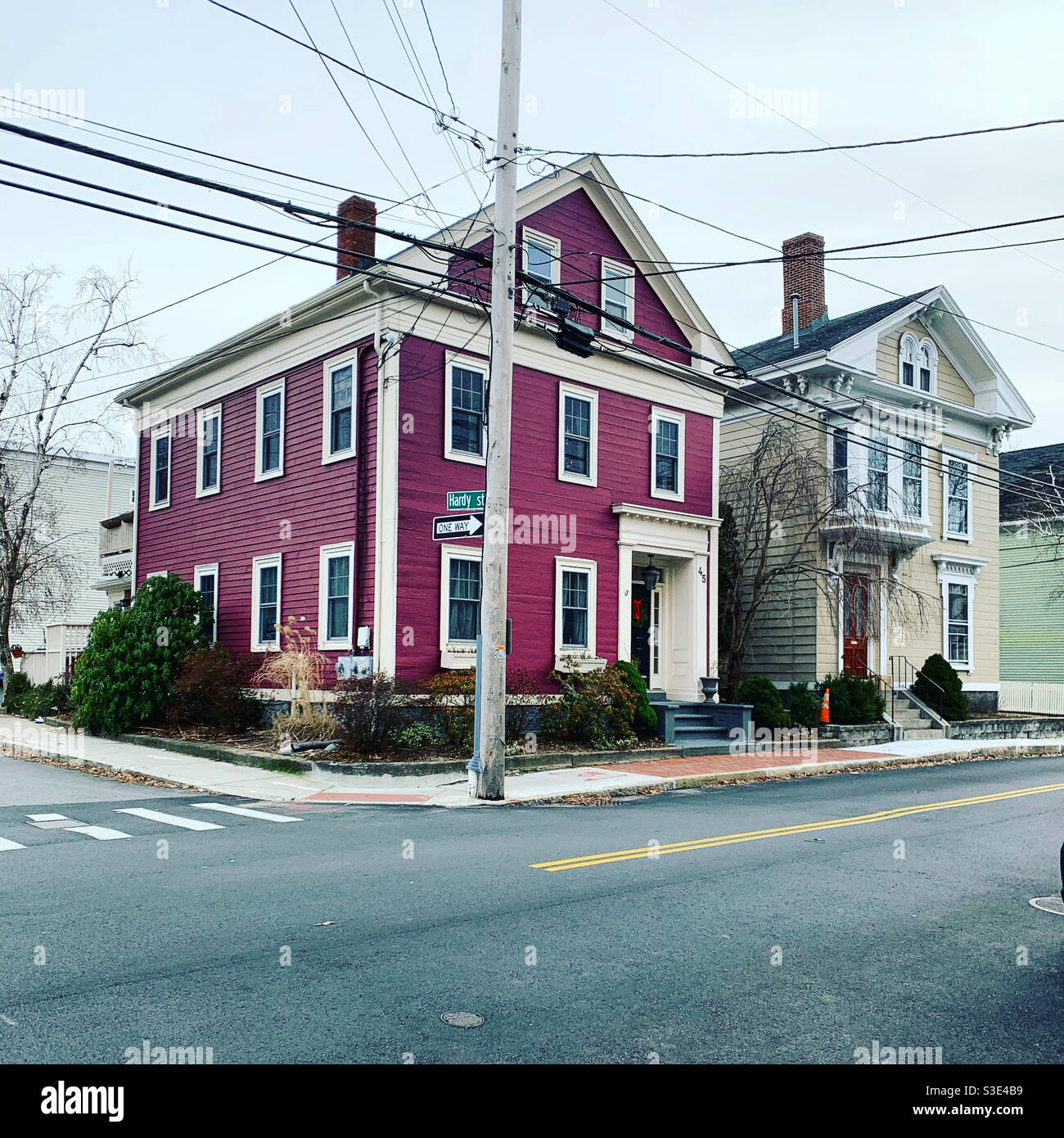 December, 2020, homes in Salem, Massachusetts, United States - Smartphone Captured Stock Image